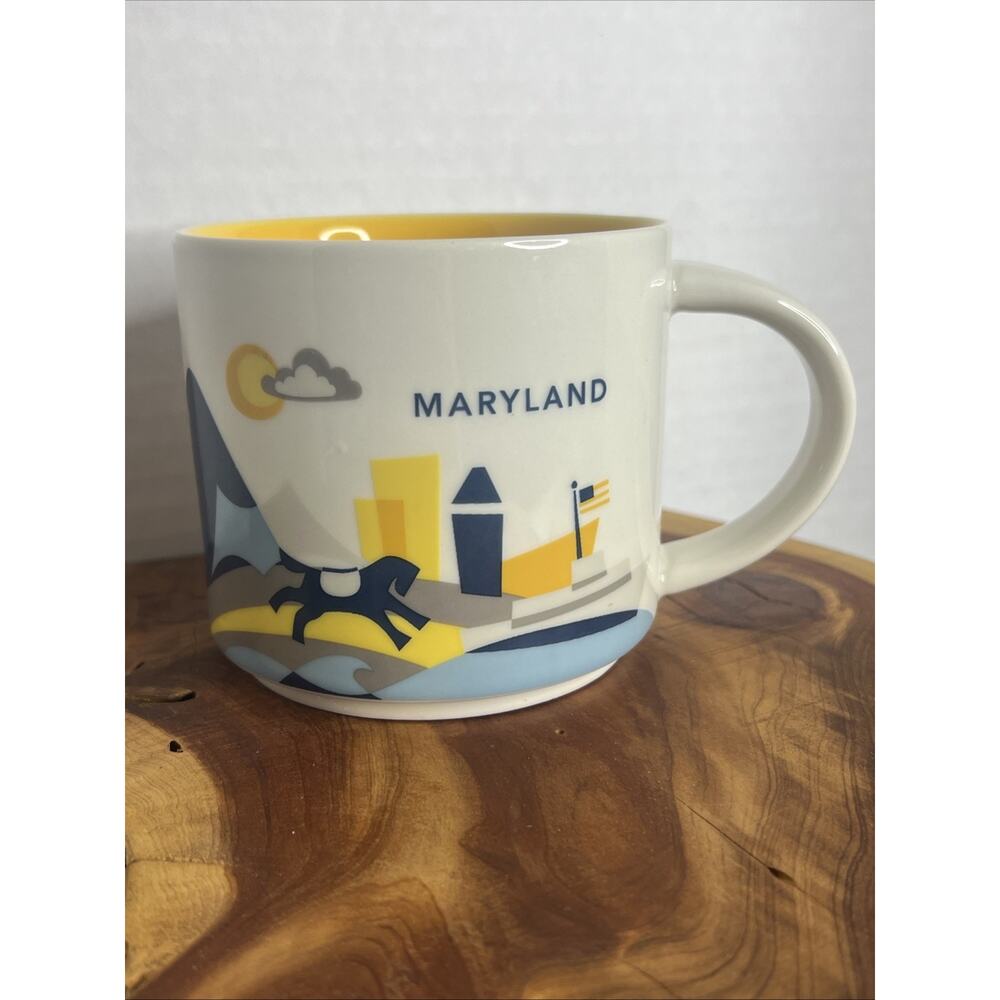 2016 Starbucks MARYLAND Mug YOU ARE HERE Collection Yellow Interior 14 oz